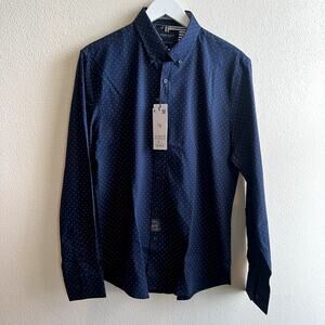 Denim & Flower Dark Blue Long Sleeve Button Down Shirt Medium
